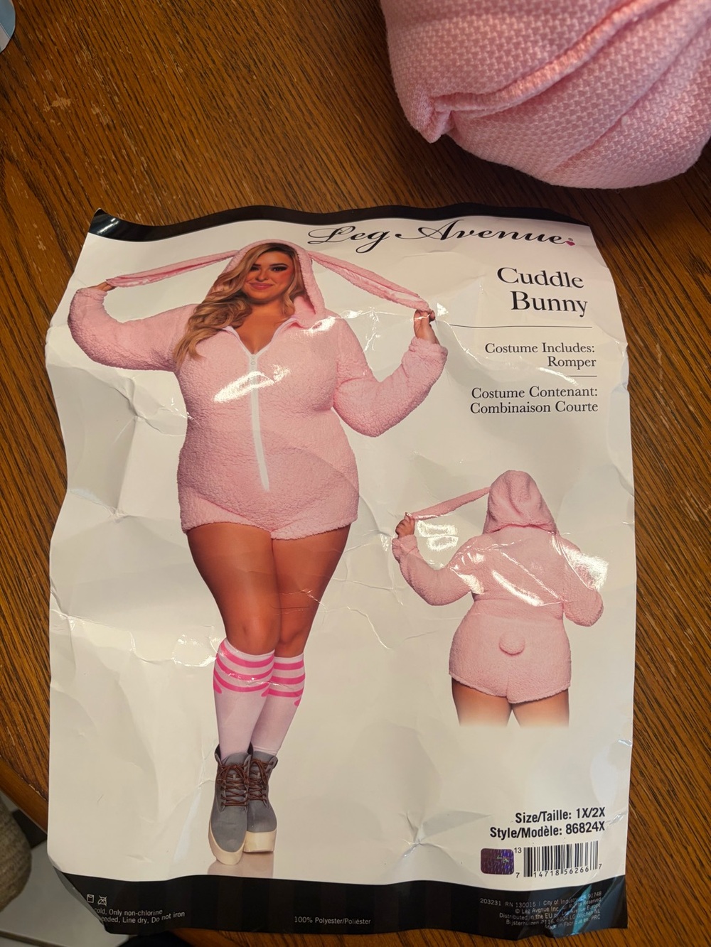 Leg Avenue Pink Cuddle Bunny Plush Romper Costume
